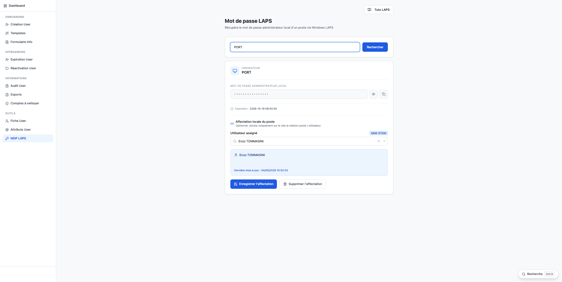 Dashboard OnBoarding / OffBoarding screenshot 4